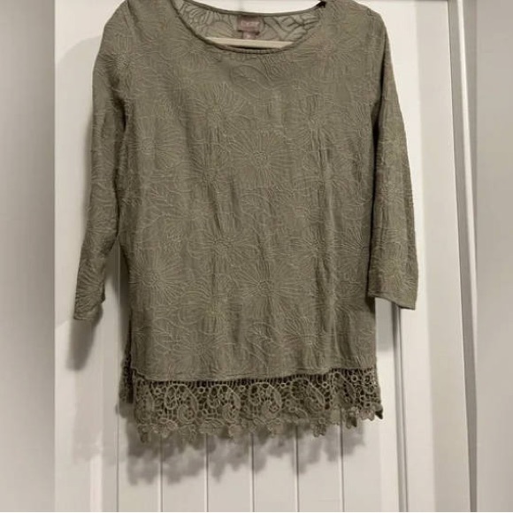 Chico's Sage Embroidered Top - Picture 1 of 8